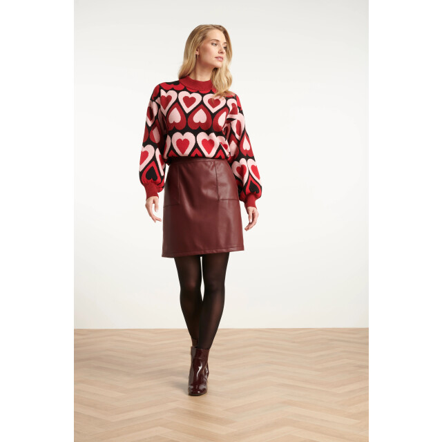 Smashed Lemon Gebreide haartjes knit top in rood en bordeaux | 8720331372172 large
