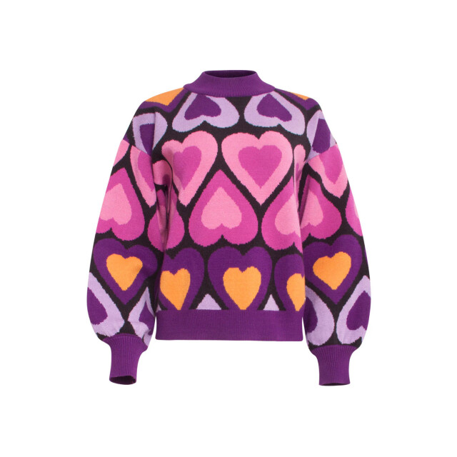 Smashed Lemon 24598 gebreide top met hartjesprint | 24598-998-XL large