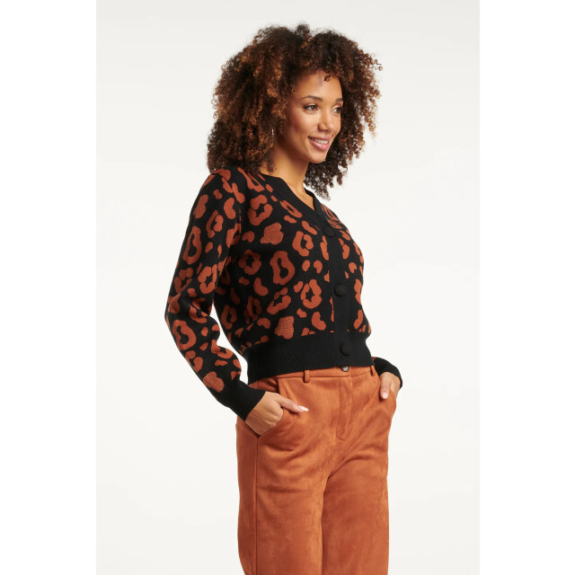 Smashed Lemon Dierenprint vest zwart en cognac | 8720331372332 large