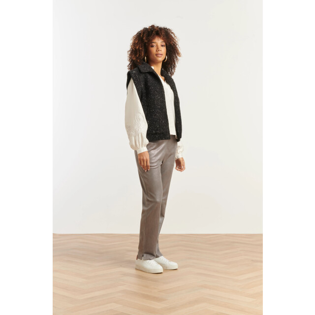 Smashed Lemon Damesbouclé gilet met kraag | 25551-999-4XL large Smashed Lemon Damesbouclé gilet met kraag | 25551-999-4XL large
