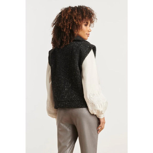 Smashed Lemon Damesbouclé gilet met kraag | 25551-999-4XL large Smashed Lemon Damesbouclé gilet met kraag | 25551-999-4XL large