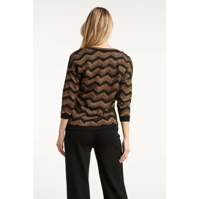 Smashed Lemon Zig-zag top met zwart en goud lurex | 8720331388722 large