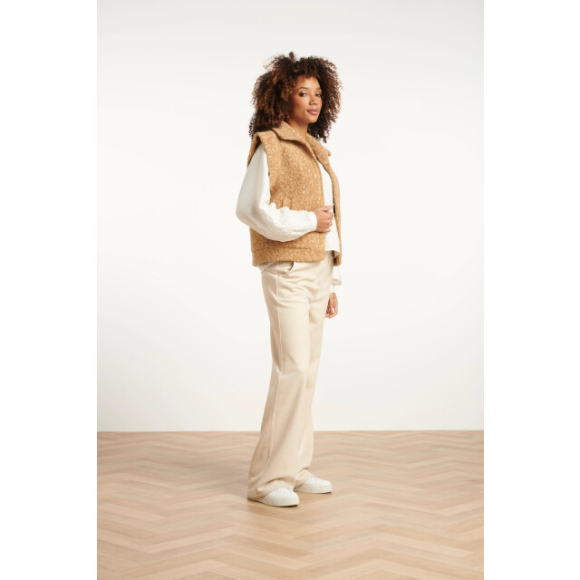 Smashed Lemon Damesbouclé gilet met kraag | 25551-735-4XL large Smashed Lemon Damesbouclé gilet met kraag | 25551-735-4XL large