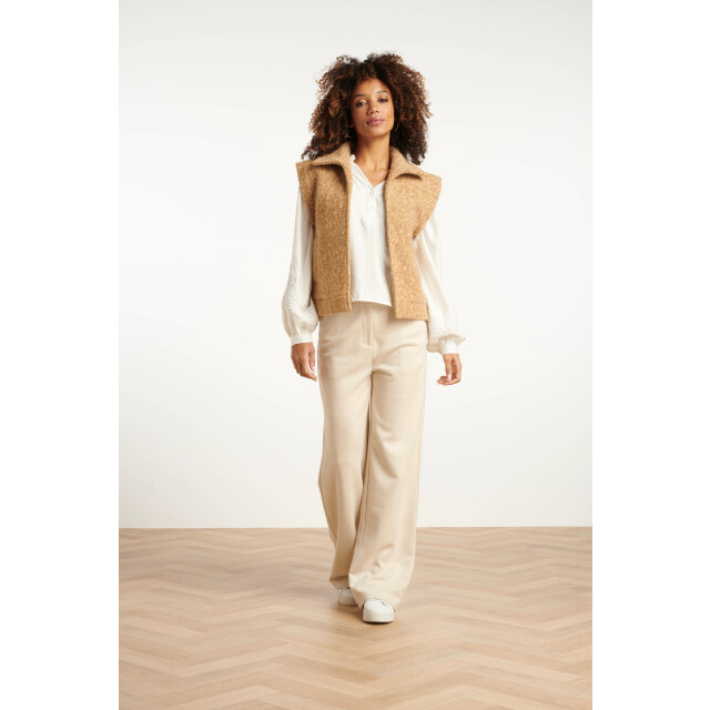 Smashed Lemon Damesbouclé gilet met kraag | 25551-735-4XL large Smashed Lemon Damesbouclé gilet met kraag | 25551-735-4XL large
