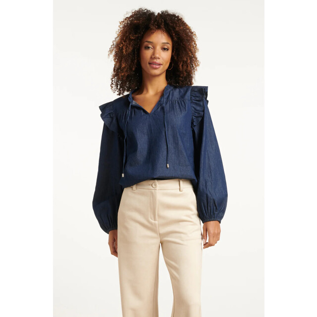 Smashed Lemon Denim top in donkerblauw | 8720331390879 large