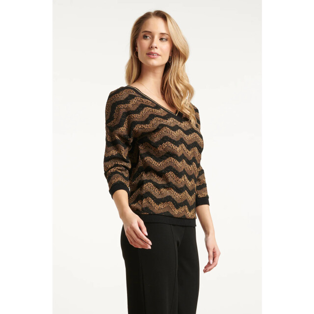 Smashed Lemon Zig-zag top met zwart en goud lurex | 8720331388722 large