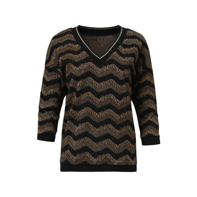 Smashed Lemon Zig-zag top met zwart en goud lurex | 8720331388722 large
