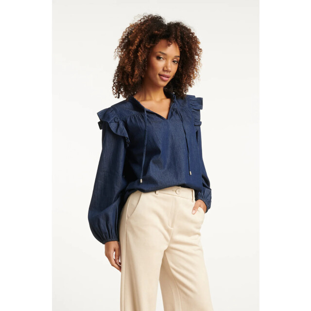 Smashed Lemon Denim top in donkerblauw | 8720331390879 large