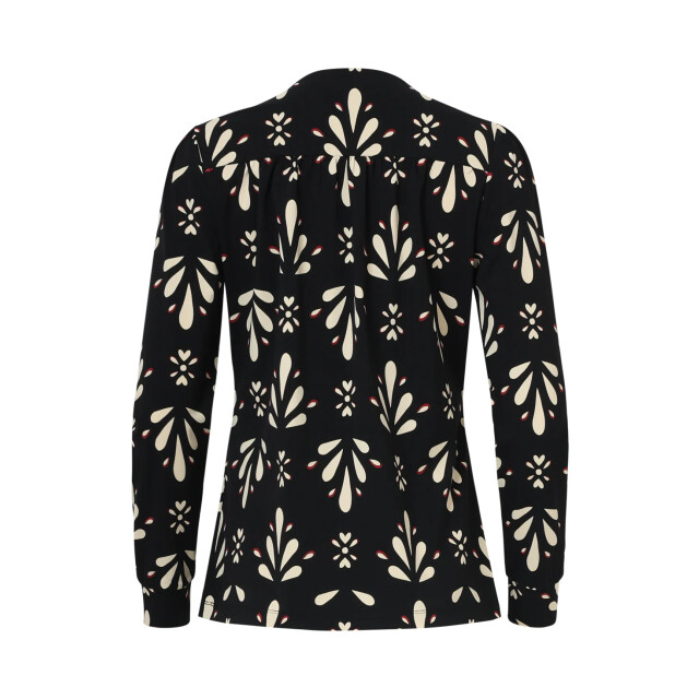 Smashed Lemon Zwart en wit getailleerde top met ornamentaal print in travelkwaliteit | 8720331387213 large
