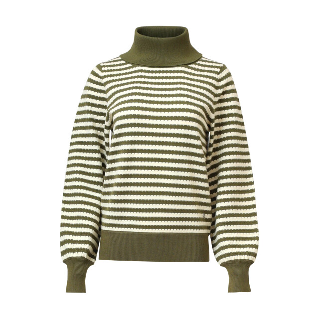 Smashed Lemon Gebreide damestop met hoge col pofmouwen | 8720331371267 large