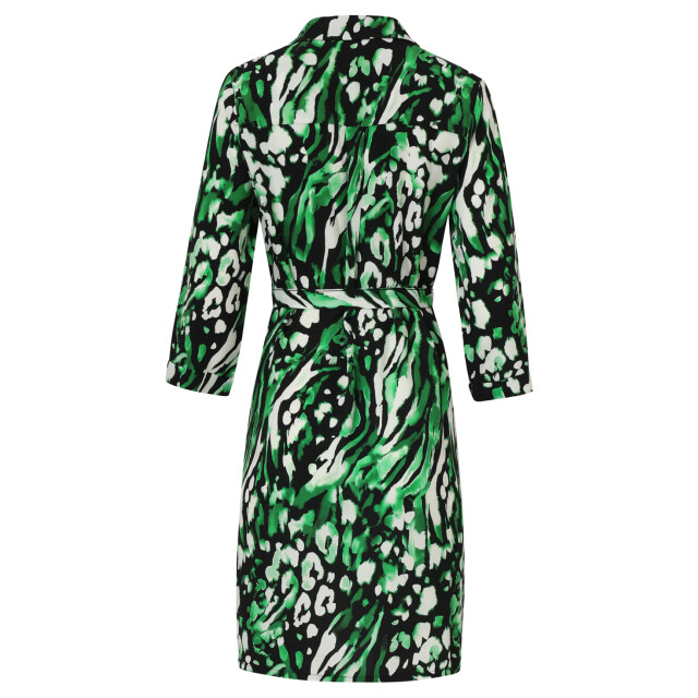 Smashed Lemon Groen en zwart dierenprint jurk met v-hals en kraag | 25679-999-530 large Smashed Lemon Groen en zwart dierenprint jurk met v-hals en kraag | 25679-999-530 large