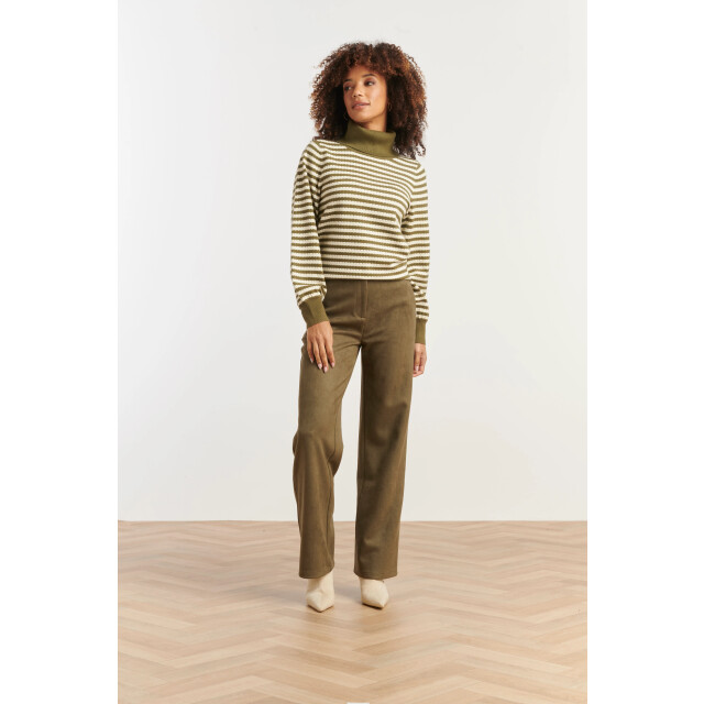 Smashed Lemon Gebreide damestop met hoge col pofmouwen | 8720331371267 large