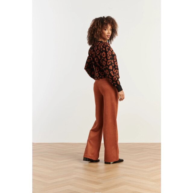 Smashed Lemon Gebreide dierenprint knit top zwart en cognac | 8720331372257 large