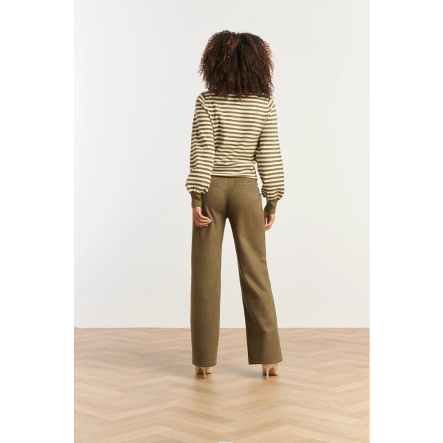 Smashed Lemon Gebreide damestop met hoge col pofmouwen | 8720331371267 large