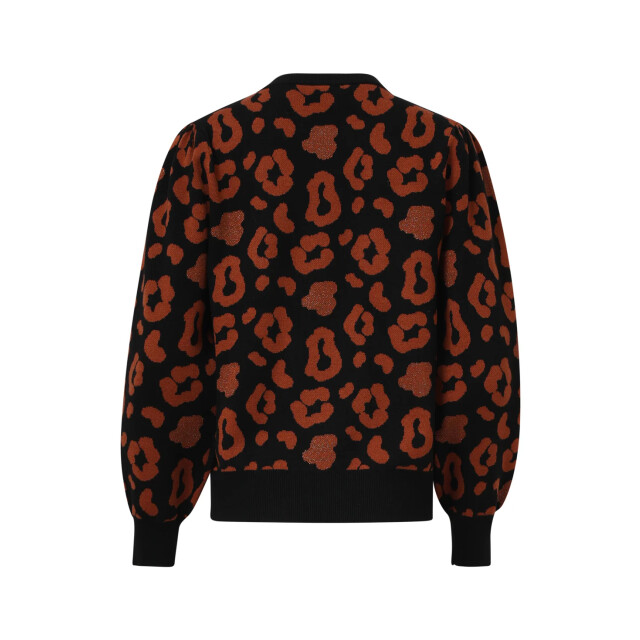 Smashed Lemon Gebreide dierenprint knit top zwart en cognac | 8720331372257 large