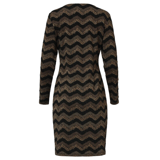 Smashed Lemon Zig-zag jurk met zwart en goud lurex | 25675-999-025 large Smashed Lemon Zig-zag jurk met zwart en goud lurex | 25675-999-025 large