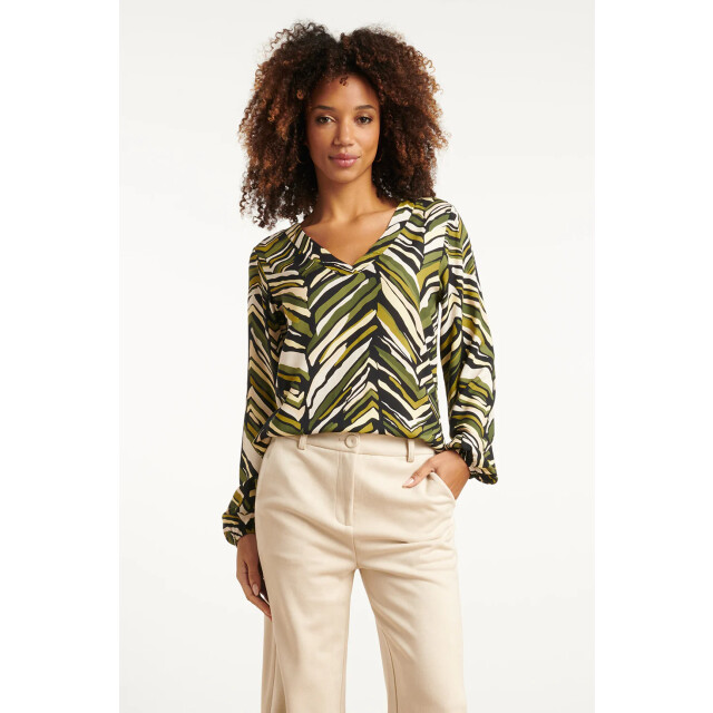 Smashed Lemon Zig-zag top in army groen tinten | 8720331389286 large