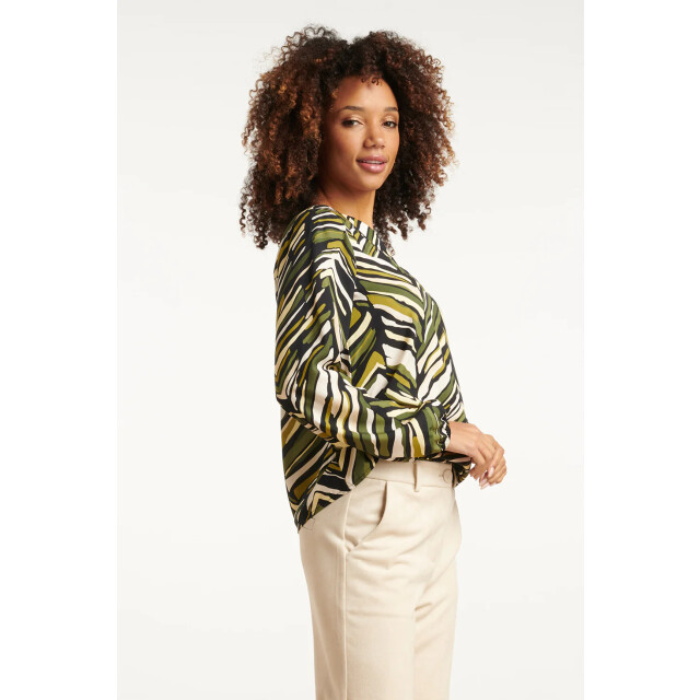 Smashed Lemon Zig-zag top in army groen tinten | 8720331389286 large