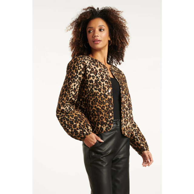 Smashed Lemon Kort zwart en bruin cheetah print damesjack | 25727-999-775 large