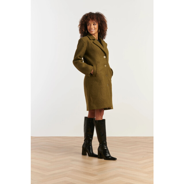 Smashed Lemon Bouclé jas met parelmoerknopen | 8720331374510 large