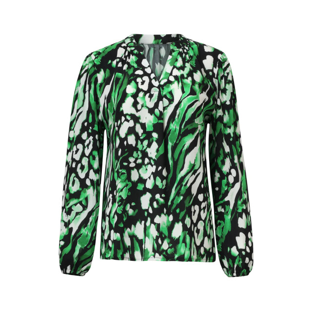 Smashed Lemon Groen en zwart dierenprint top met v-hals | 8720331389019 large