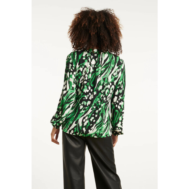 Smashed Lemon Groen en zwart dierenprint top met v-hals | 8720331389019 large
