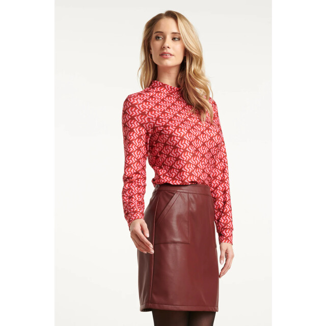 Smashed Lemon Stretchstof lippenprint top in rood en roze | 8720331377856 large