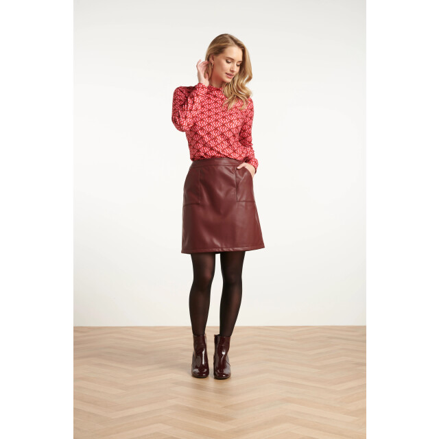 Smashed Lemon Stretchstof lippenprint top in rood en roze | 8720331377856 large