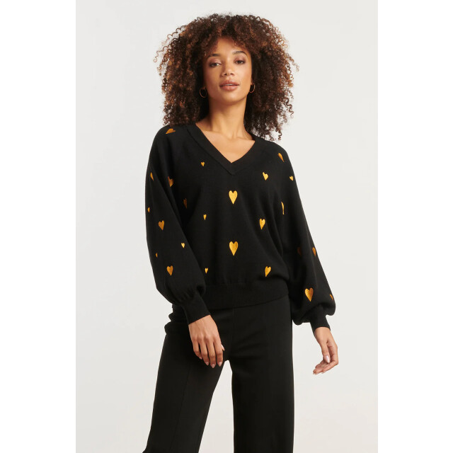 Smashed Lemon Haartjes knit top zwart met goud | 8720331371953 large
