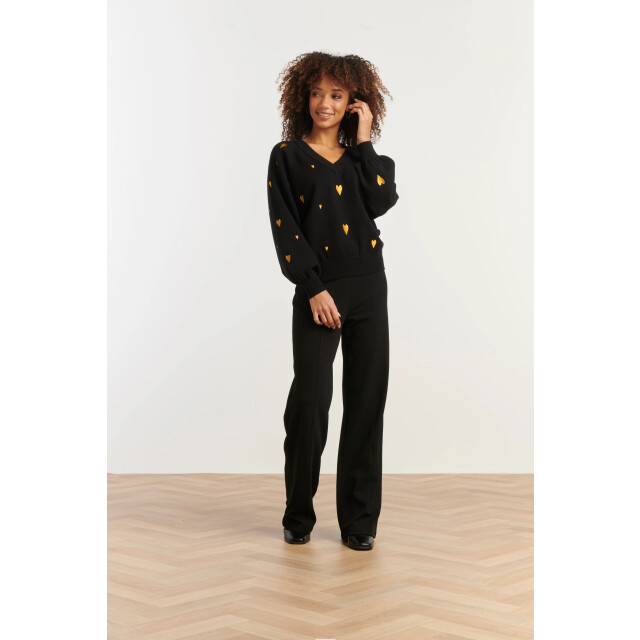 Smashed Lemon Haartjes knit top zwart met goud | 8720331371953 large