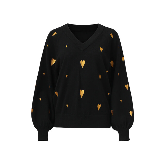 Smashed Lemon Haartjes knit top zwart met goud | 8720331371953 large