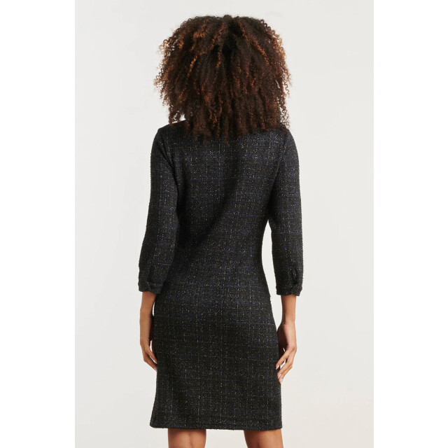 Smashed Lemon Geweven ruittextuur getailleerde jurk | 25604-675-4XL large Smashed Lemon Geweven ruittextuur getailleerde jurk | 25604-675-4XL large