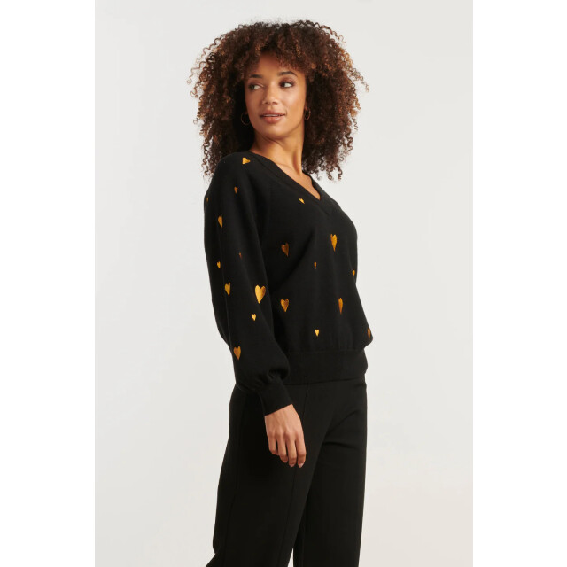 Smashed Lemon Haartjes knit top zwart met goud | 8720331371953 large