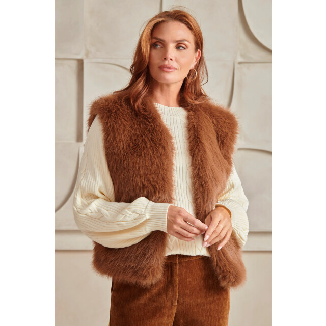 Smashed Lemon Bruin faux fur gilet | 25621-775-4XL large Smashed Lemon Bruin faux fur gilet | 25621-775-4XL large