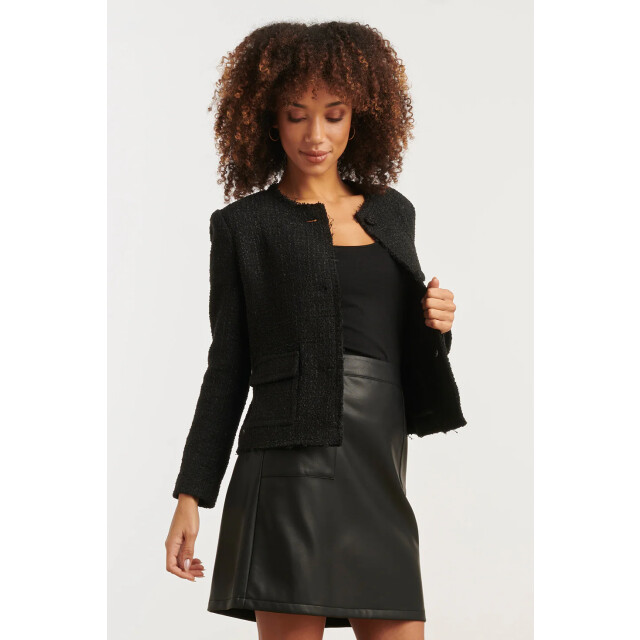 Smashed Lemon Zwart tweed jasje | 25609-999-4XL large