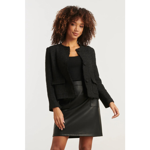 Smashed Lemon Zwart tweed jasje | 25609-999-4XL large