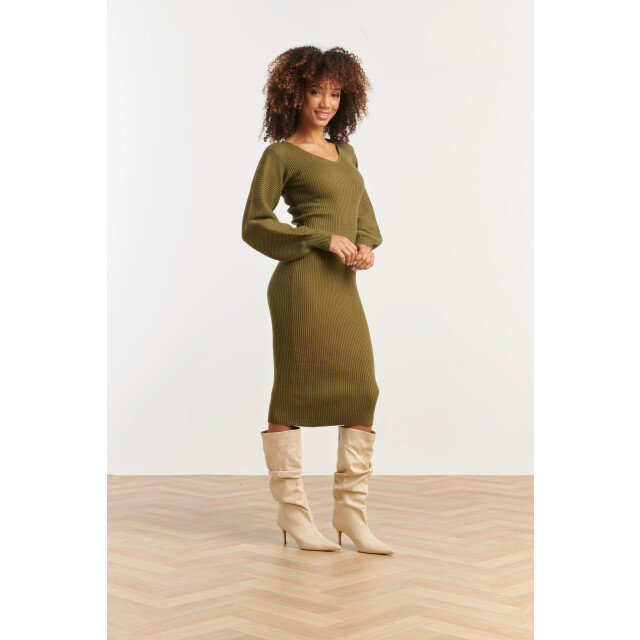 Smashed Lemon Dameslurex gebreide midi jurk | 25520-550-L large Smashed Lemon Dameslurex gebreide midi jurk | 25520-550-L large