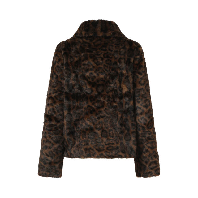 Smashed Lemon Korte jas van imitatiebont met dierenprint bruin en zwart | 8720331372479 large