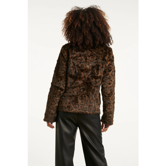 Smashed Lemon Korte jas van imitatiebont met dierenprint bruin en zwart | 8720331372479 large