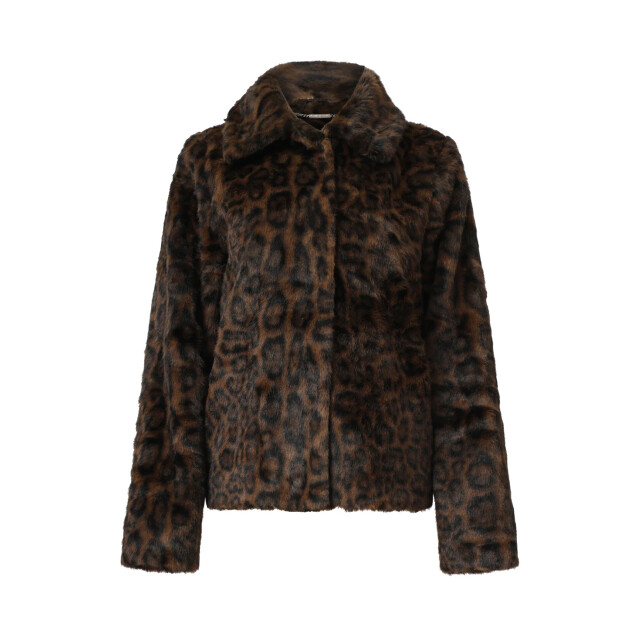 Smashed Lemon Korte jas van imitatiebont met dierenprint bruin en zwart | 8720331372479 large