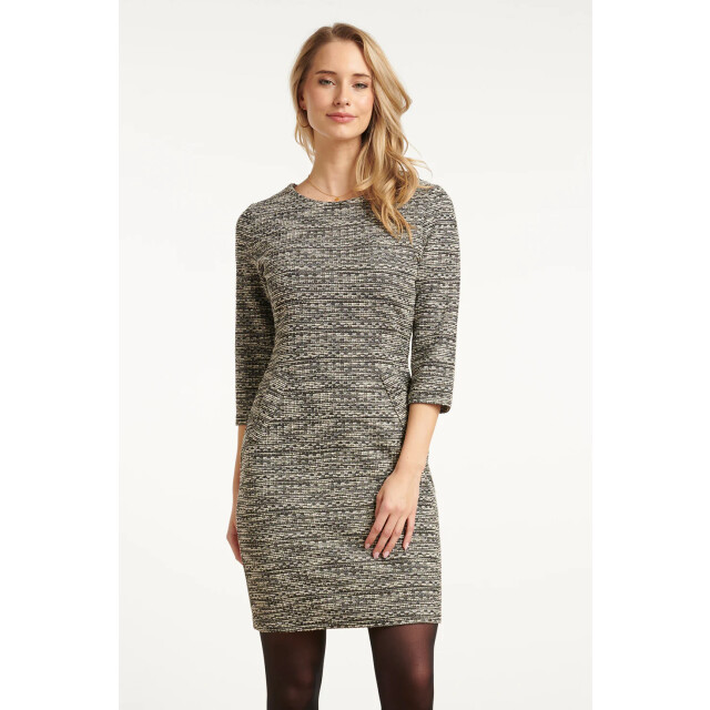 Smashed Lemon Zwart wit tweed jurk | 25608-009-L large Smashed Lemon Zwart wit tweed jurk | 25608-009-L large