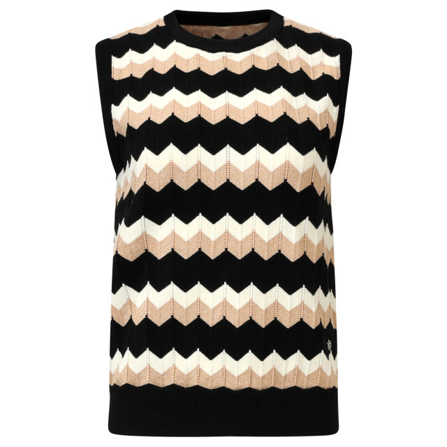 Smashed Lemon Zigzag top in zwarten zand – mouwloze gebreide spencer | 8720331371168 large