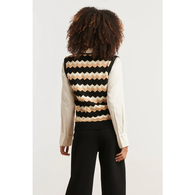 Smashed Lemon Zigzag top in zwarten zand – mouwloze gebreide spencer | 8720331371168 large