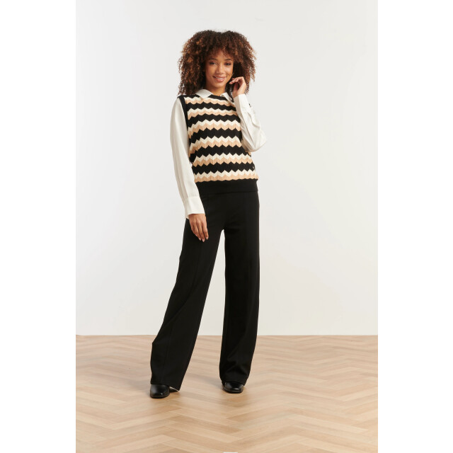 Smashed Lemon Zigzag top in zwarten zand – mouwloze gebreide spencer | 8720331371168 large