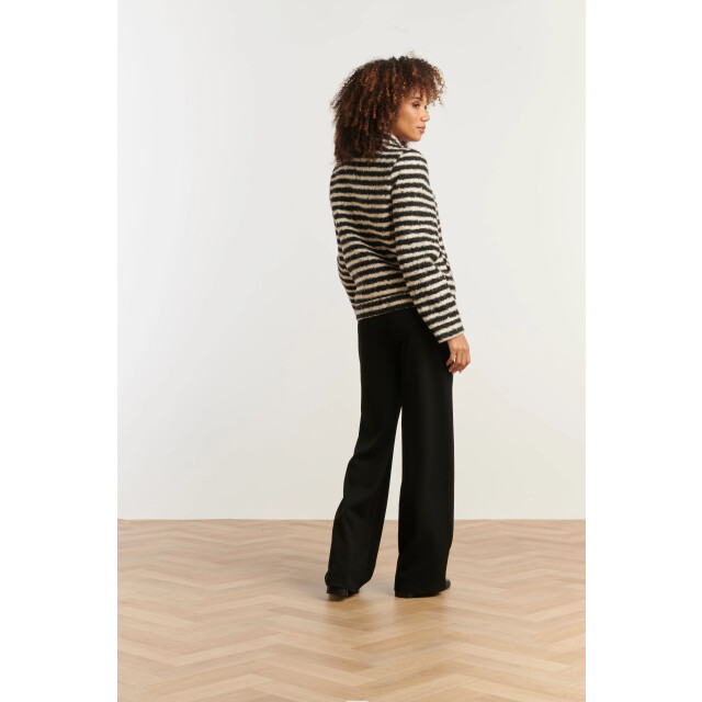 Smashed Lemon Korte bouclé jas met zwart en off-white strepen | 8720331372974 large