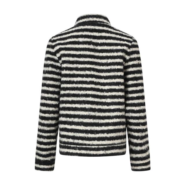 Smashed Lemon Korte bouclé jas met zwart en off-white strepen | 8720331372974 large
