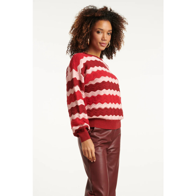 Smashed Lemon Damesgebreide top zand met golfpatroon pofm... | 8720331371564 large