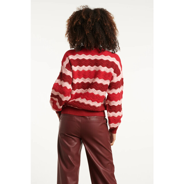 Smashed Lemon Damesgebreide top zand met golfpatroon pofm... | 8720331371564 large