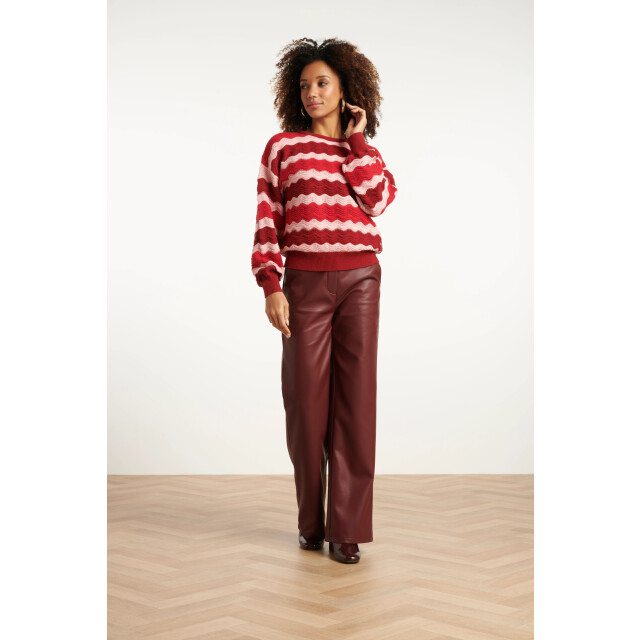 Smashed Lemon Damesgebreide top zand met golfpatroon pofm... | 8720331371564 large