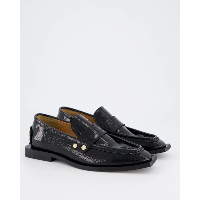 Ganni Dames black croco loafers S3014-099 large
